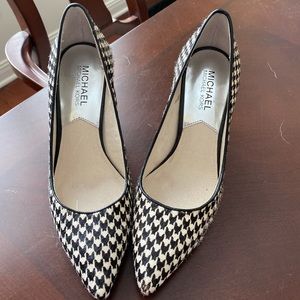 Michael Kors Black and White Houndstooth Heels